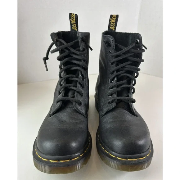 Doc Dr. Martens 1460 Virginia Soft Leather Boots Black Lace Up Women's Size 8 - Picture 5 of 14